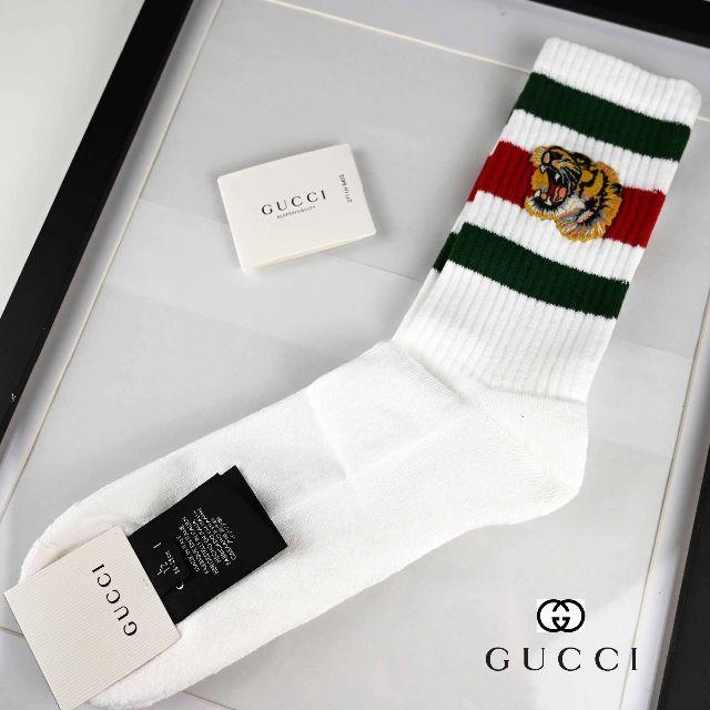 Gucci - 新品 GUCCI タイガー付き ストレッチコットン ソックスの通販