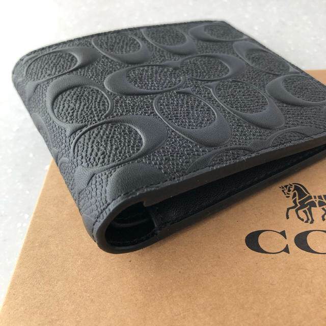 人気爆買い COACH - 新品 COACH 二つ折り財布 メンズ レザー 本革 黒 シグネチャー ギフトの通販 by rakko's shop|コーチならラクマ 定番得価