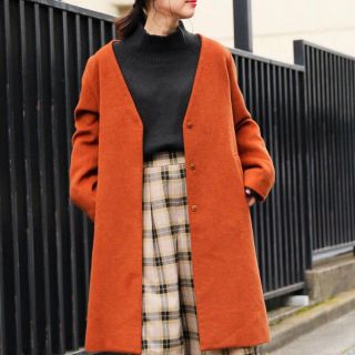 ローリーズファーム(LOWRYS FARM)の【専用】LOWRYS FARM ノーカラーコート ブラウン(ロングコート)