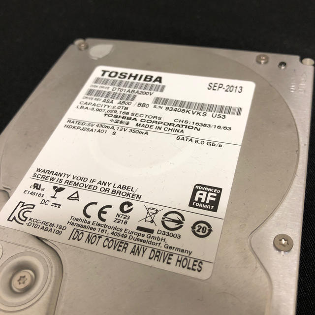 東芝(トウシバ)のhdd ２TB スマホ/家電/カメラのPC/タブレット(PC周辺機器)の商品写真