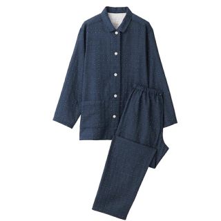 ムジルシリョウヒン(MUJI (無印良品))の無印良品　新品　二重ガーゼパジャマ 婦人M 紺✖️ドット(パジャマ)