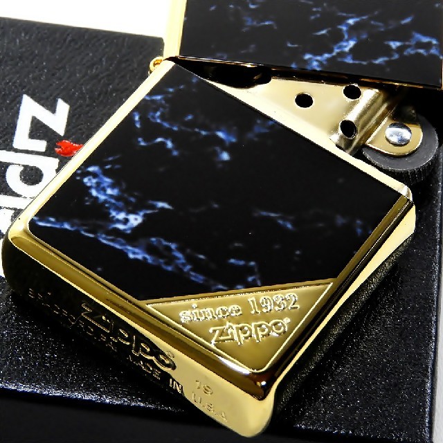 zippo☆両面加工☆大理石柄ブラック☆アラベスク☆GD/BK☆ジッポ ライター