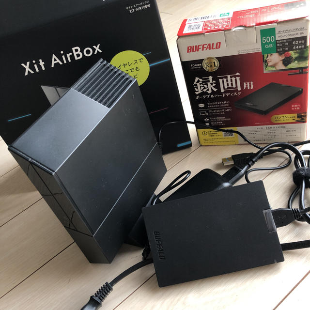 Xit AirBox (Buffalo製500GBHDD+同軸ケーブル1m付き)