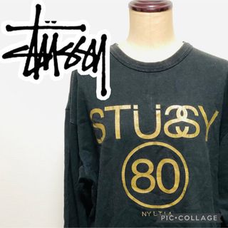 ステューシー(STUSSY)の【送料無料】90s ヴィンテージ ステューシー　ロンＴ◎希少 ブラック×ゴールド(Tシャツ/カットソー(七分/長袖))