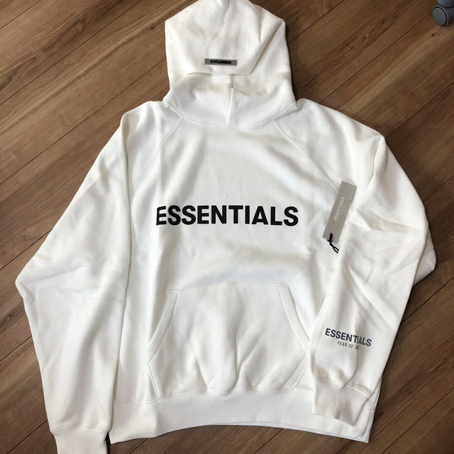 FEAR OF GOD ESSENTIALS パーカー フーディー ホワイト Mトップス