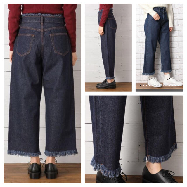 LOWRYS FARM(ローリーズファーム)のフリンジデニムクロップドパンツ レディースのパンツ(デニム/ジーンズ)の商品写真