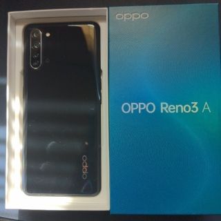 Oppo Reno3a ブラック UQモバイル （SIMフリー、一括購入）(スマートフォン本体)