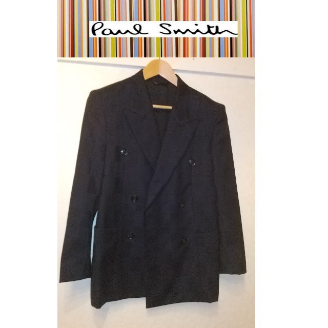 Paul Smith(ポールスミス)のPaul Smith ポールスミス ダブルジャケット wool 紺×紫×赤模様 メンズのジャケット/アウター(テーラードジャケット)の商品写真