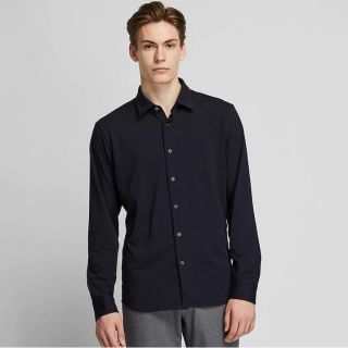 ユニクロ(UNIQLO)のユニクロ UNIQLO イージーケアジャージーシャツ ブラック M 長袖(シャツ)