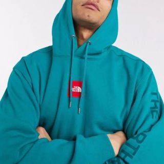 ザノースフェイス(THE NORTH FACE)の日本未発売 ノースフェイス S ボックスロゴ ドロップ パーカー グリーン(パーカー)