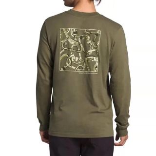 ザノースフェイス(THE NORTH FACE)の日本未発売 ノースフェイス XL カラビナ ボックスロゴ ロンT オリーブ(Tシャツ/カットソー(七分/長袖))