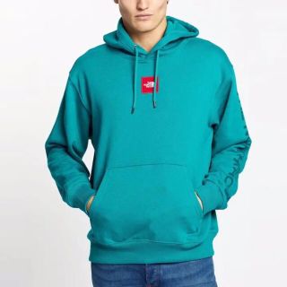 ザノースフェイス(THE NORTH FACE)の日本未発売 ノースフェイス M ボックスロゴ ドロップ パーカー グリーン(パーカー)