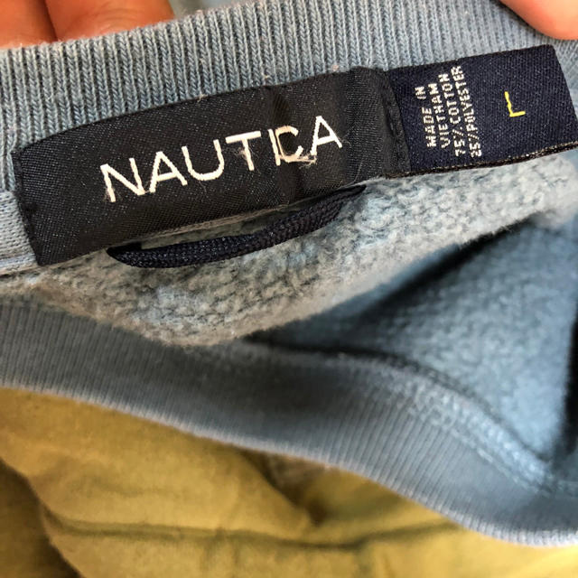 NAUTICA(ノーティカ)のノーティカ NAUTICA 90s 刺繍ロゴ スウェット トレーナー 水色 古着 メンズのトップス(スウェット)の商品写真