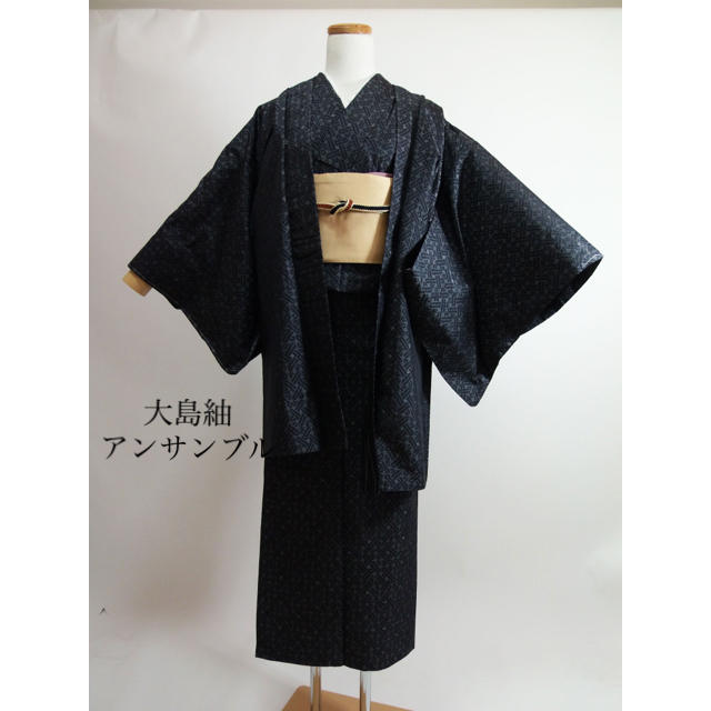 18%OFF】 大島アンサンブル 男物 正絹 未使用 仕付け 横双 166㎝前後