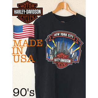 ハーレーダビッドソン(Harley Davidson)のMADEINUSA  1998 HARLEY-DAVIDSON NY 黒　L(Tシャツ/カットソー(半袖/袖なし))