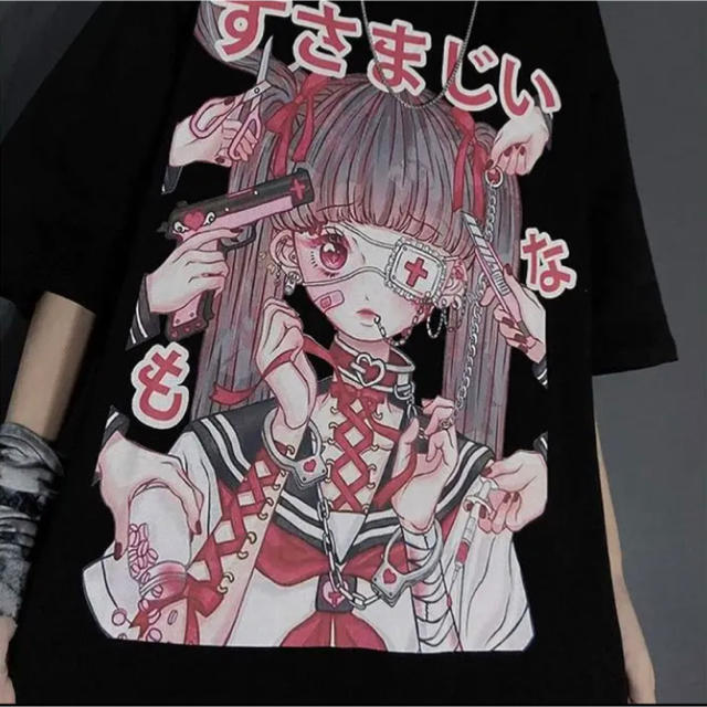 Ankorock すさまじいtシャツ 原宿系 病み系 イラスト 女の子プリントtシャツ 文字 地雷の通販 By Sara アンコロックならラクマ