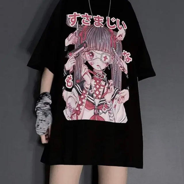 Ankorock すさまじいtシャツ 原宿系 病み系 イラスト 女の子プリントtシャツ 文字 地雷の通販 By Sara アンコロックならラクマ