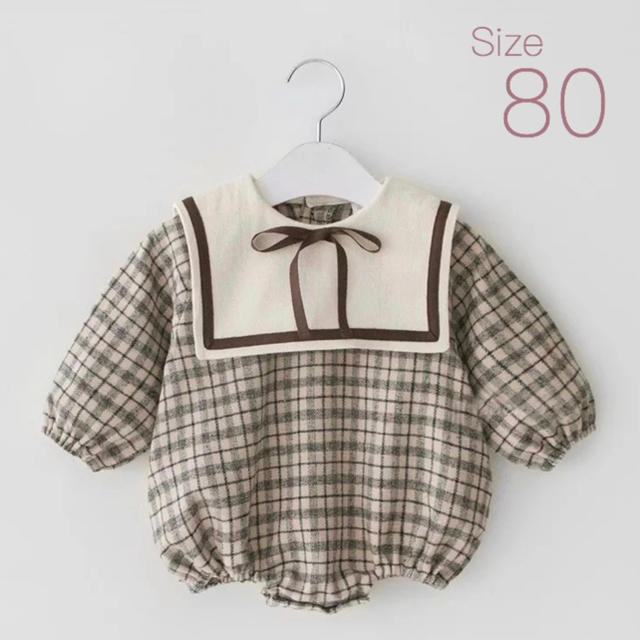 セーラーロンパース ❤︎ブラウン　80 キッズ/ベビー/マタニティのベビー服(~85cm)(ロンパース)の商品写真