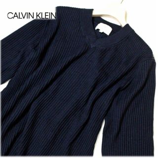 シーケーカルバンクライン(ck Calvin Klein)の 《カルバンクライン》新品 Vネック セーター ニット ストレッチ 紺 TL(ニット/セーター)