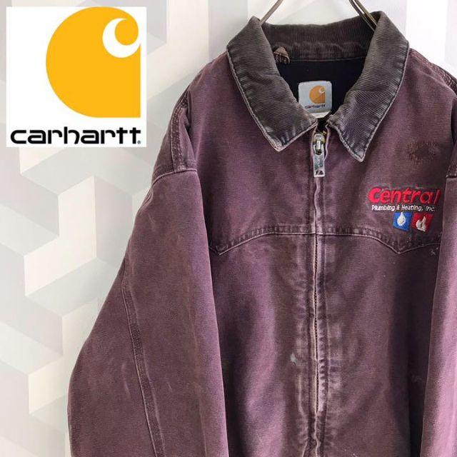 【Carhartt】希少 XLメキシコ製 企業ロゴ ダック ジャケット パープルcarhartt