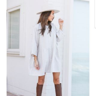 アリシアスタン(ALEXIA STAM)のStand Collar Shirt Dress Beige　アリシアスタン(ミニワンピース)