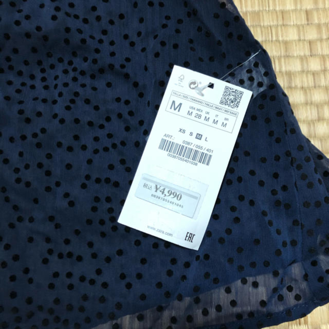 ZARA(ザラ)のZARA  シフォンブラウス ドット ネイビー レディースのトップス(シャツ/ブラウス(長袖/七分))の商品写真