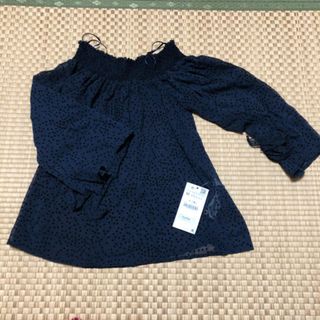 ザラ(ZARA)のZARA  シフォンブラウス ドット ネイビー(シャツ/ブラウス(長袖/七分))