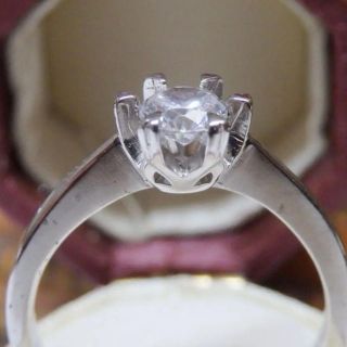 即購入OK【CR247】レトロな立爪シンプルczダイヤモンドシルバーリング指輪(リング(指輪))