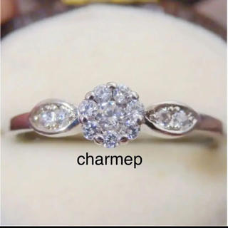 即購入OK【CR244】フラワーデザインのczダイヤモンドリング指輪(リング(指輪))