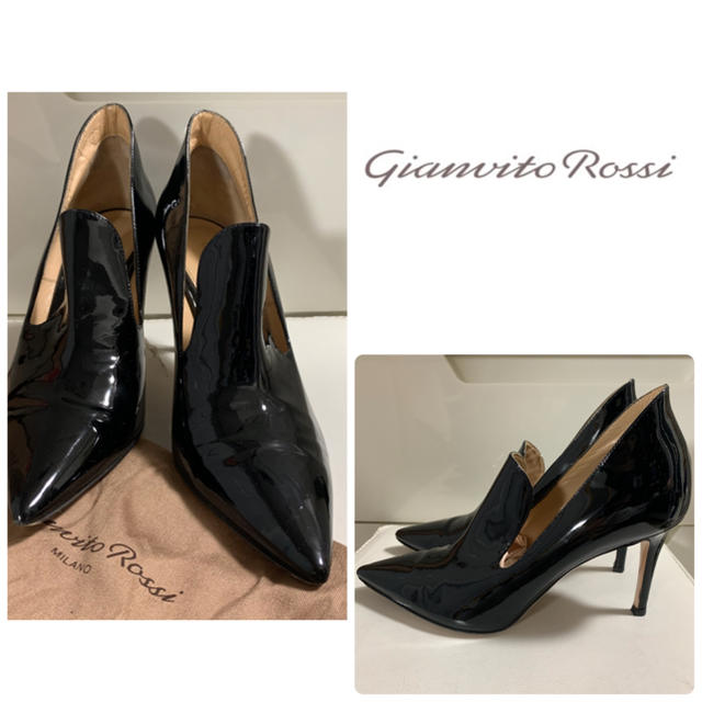 Gianvito Rossi(ジャンヴィットロッシ)のうさぎ様専用ページです♡ジャンヴィットロッシ　ブラックパテント　パンプス レディースの靴/シューズ(ハイヒール/パンプス)の商品写真