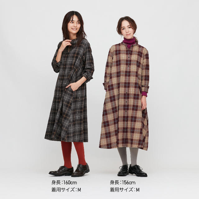 UNIQLO(ユニクロ)のフランネルAラインワンピース（長袖） レディースのワンピース(ひざ丈ワンピース)の商品写真