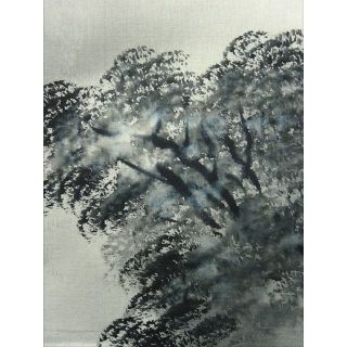 メーカー直売】 昇『水墨山水図』絹本 【模写】掛軸 肉筆 w061710