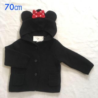 ベビーギャップ(babyGAP)の『新品』babyGap×Disney 綿ニット ミニーちゃんパーカー 70㎝(カーディガン/ボレロ)