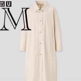 ユニクロ(UNIQLO)のUNIQLO ライトロングコート　ホワイト M(ロングコート)