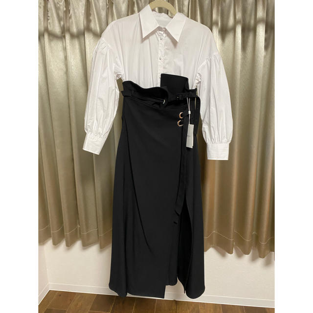 Ameri VINTAGE(アメリヴィンテージ)のameri MILLEFEUILLE SHIRT DRESS ブラック レディースのワンピース(ロングワンピース/マキシワンピース)の商品写真