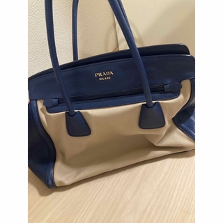 プラダ(PRADA)のPRADA bag 青×ベージュ【正規品 美品】(トートバッグ)