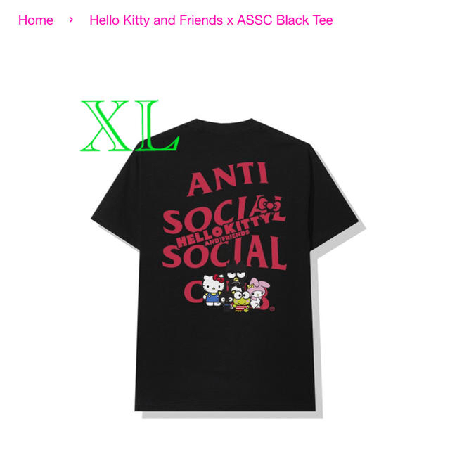 Antisocialsocialclub サンリオ Tシャツ XL コラボ