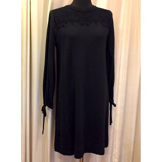 クロエ(Chloe)のChloe クロエ ウール レース ワンピース  SIZE S ブラック(ひざ丈ワンピース)