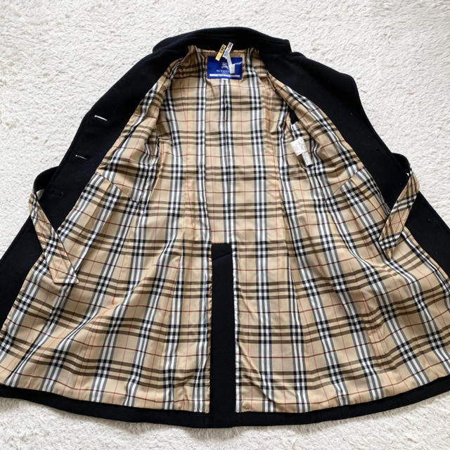 BURBERRY BLUE LABEL(バーバリーブルーレーベル)の★ノバチェック【美品】バーバリーブルーレーベル ★アンゴラ混ウール コート 黒 レディースのジャケット/アウター(ロングコート)の商品写真