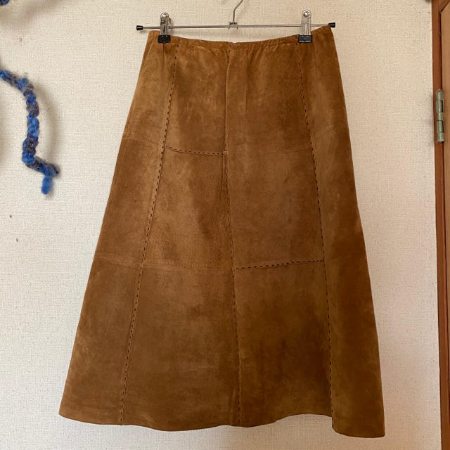 used vintage ステッチデザインスウェード スカート ♦︎sale♦︎ レディースのスカート(ひざ丈スカート)の商品写真