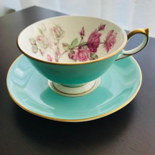 エインズレイ(Aynsley China)のエインズレイ AYNSLEY エリザベスローズ  カップ&ソーサー ターコイズ(グラス/カップ)