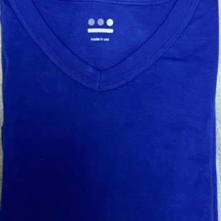 スリードッツ(three dots)のスリードッツ　ロングTシャツ　ブルー　サイズL　メンズ(Tシャツ/カットソー(七分/長袖))