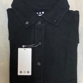 three dots - スリードッツ メンズ POLO 黒 ボタンダウン Lサイズの
