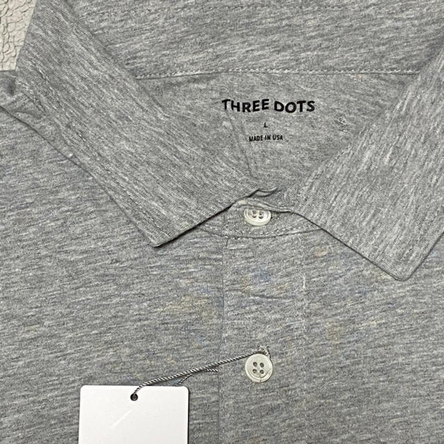 three dots(スリードッツ)のスリードッツ　メンズ　半袖POLO　ライトグレー　サイズL メンズのトップス(ポロシャツ)の商品写真