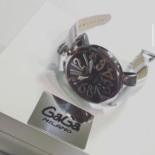 ガガミラノ(GaGa MILANO)のガガミラノ マヌアーレ動作確認済シルバー レッドラバーベルト 48mm ケース付(腕時計(アナログ))