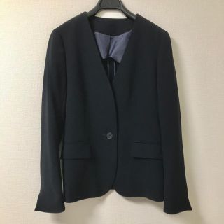 スーツカンパニー(THE SUIT COMPANY)のネイビー　ノーカラーテーラードジャケット(ノーカラージャケット)