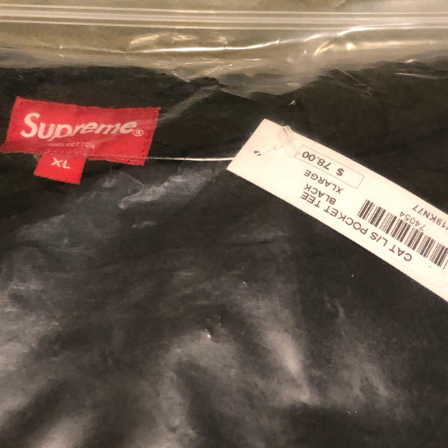 supreme cat L/S pocket tee BLACK XLサイズトップス
