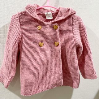 エイチアンドエム(H&M)の【着用回数1回のみ】H&M ピンクニットカーディガン パーカー 74(カーディガン/ボレロ)