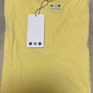 スリードッツ(three dots)のスリードッツ　メンズイエローTシャツ　サイズM(Tシャツ/カットソー(半袖/袖なし))