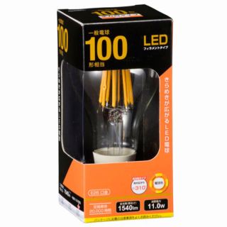 【オーム電機】LED電球 クリア 電球色 100W相当 (蛍光灯/電球)